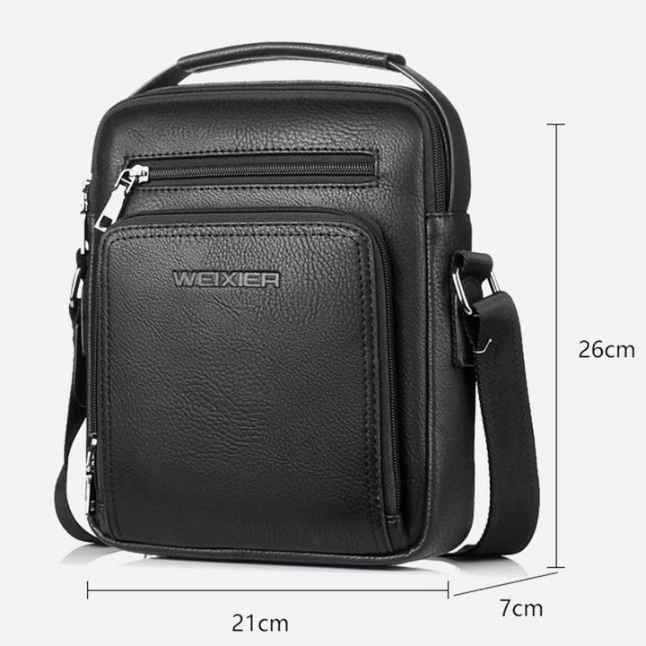 Messenger Bag für Herren, lässige Umhängetasche aus PU-Leder