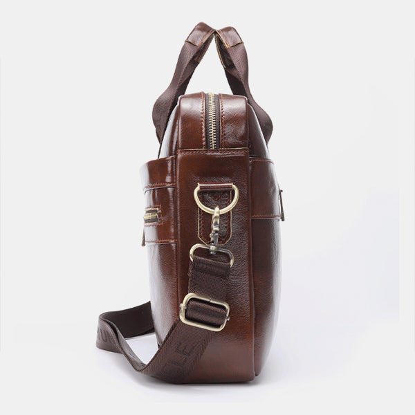 Retro-Aktentasche aus echtem Leder mit großem Fassungsvermögen