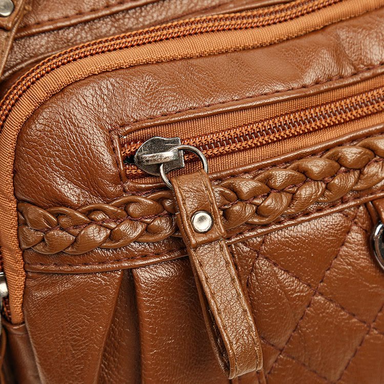 Umhängetasche für Damen, Twist-Design, schlichte Farbe, klassische Geldbörse