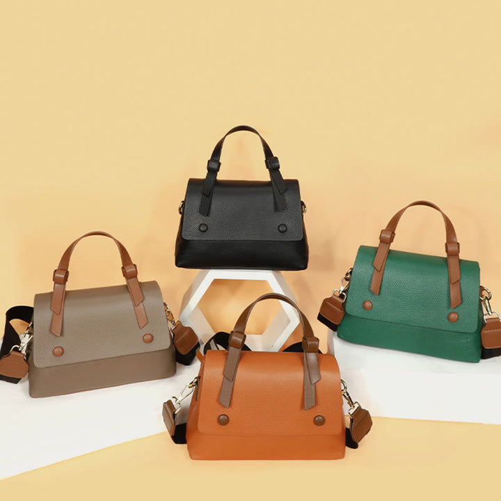 Retro-Tasche mit Henkel für Damen aus Leder mit Litschi-Muster