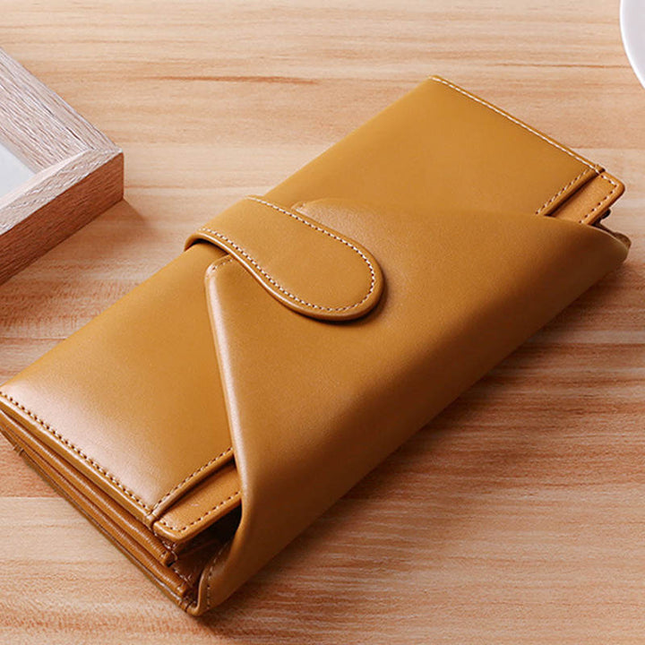 Lange Retro-Geldbörse aus echtem Leder mit mehreren Fächern