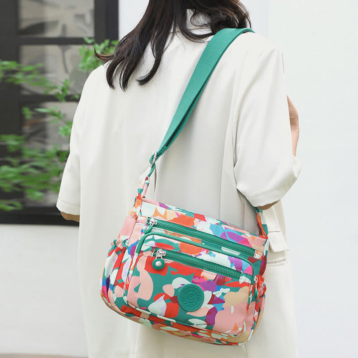 Umhängetasche aus Nylon für Damen, bedruckt, mehrfarbig, robuste Tasche