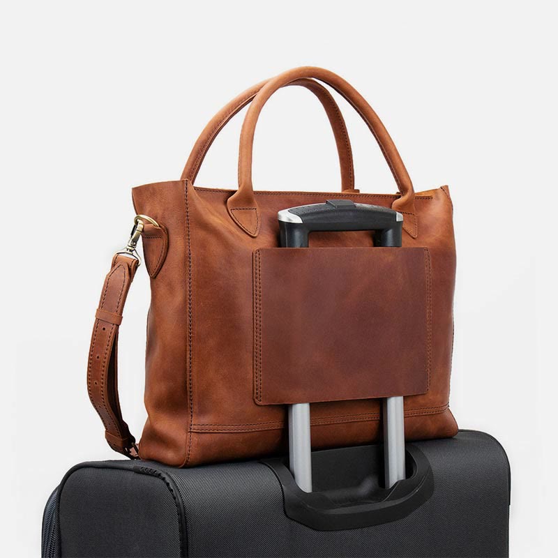 Retro Leder Tote Quaste Dekor Klassische Multifunktionale Reisetasche - image 3
