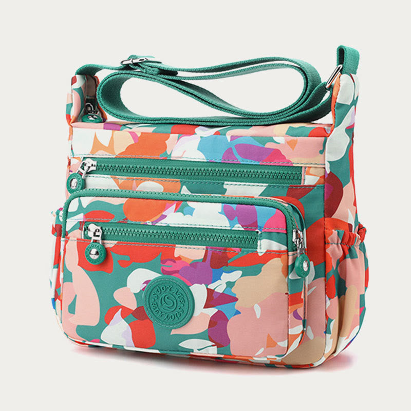 Umhängetasche aus Nylon für Damen, bedruckt, mehrfarbig, robuste Tasche