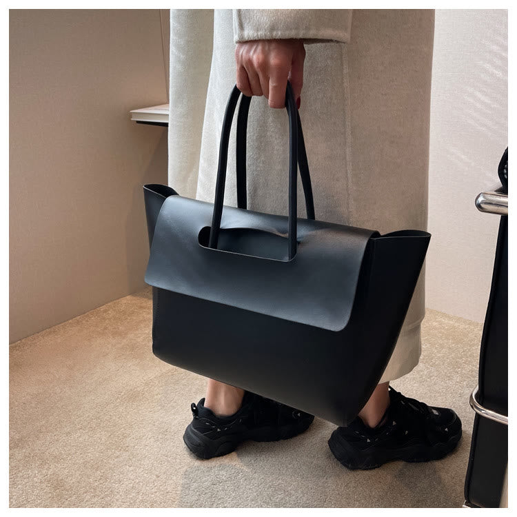 Clamshell Tote für Frauen Große minimalistische Leder Büro Pendler Geldbörse