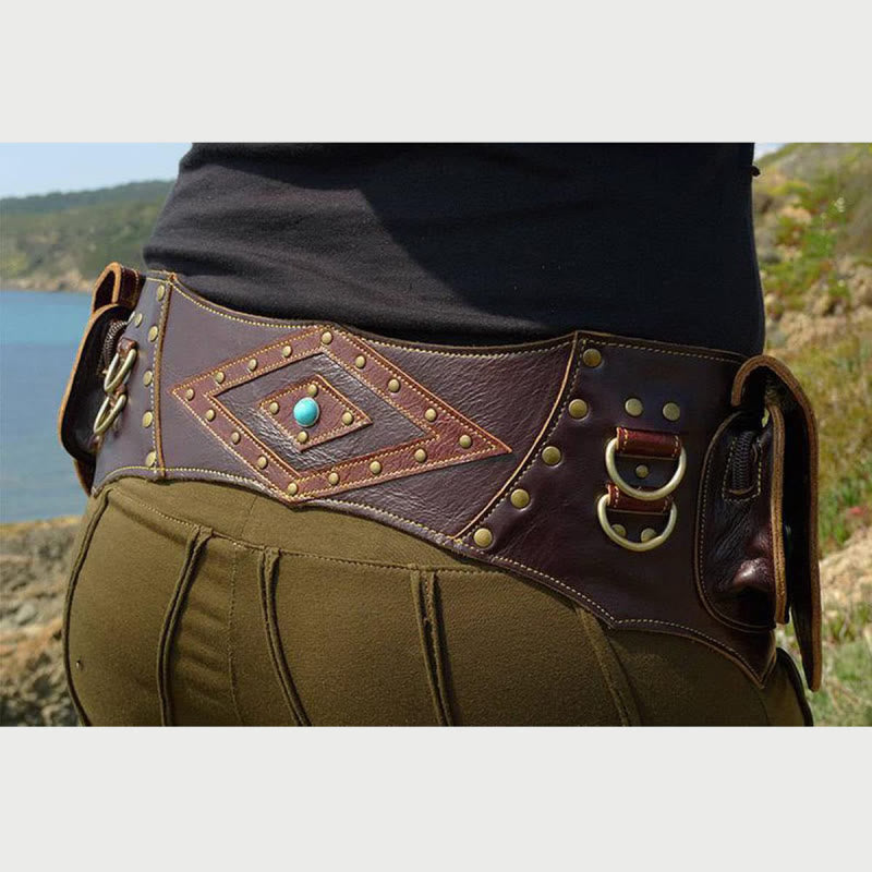 Mittelalterliche Hüfttasche für Frauen, Cosplay, Leder, Utility-Hüfttasche
