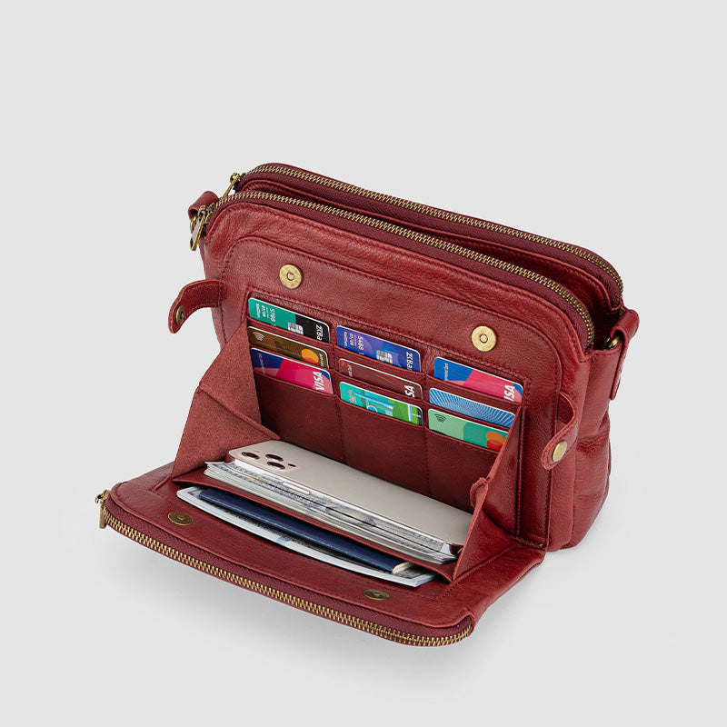 Weiche PU-Clutch mit mehreren Taschen, Vintage-Umhängetasche