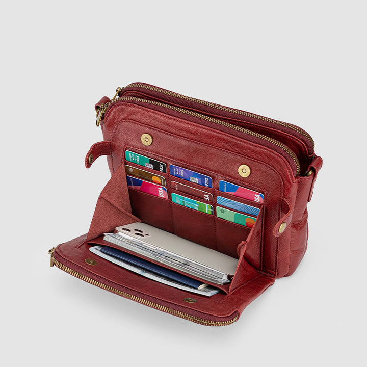 Weiche PU-Clutch mit mehreren Taschen, Vintage-Umhängetasche