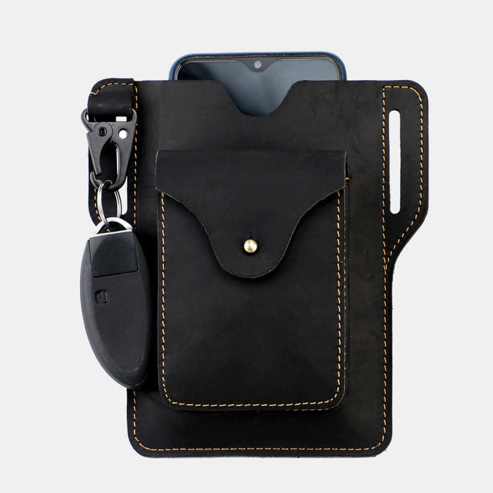 Outdoor Leder Retro Volltonfarbe 7,2 Zoll Handy Gürteltasche