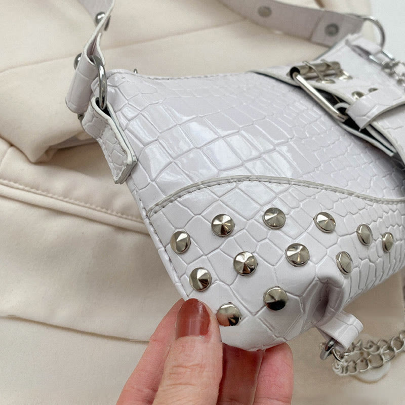Umhängetasche für Damen, Krokodilmuster, Retro-Punk-Partytasche