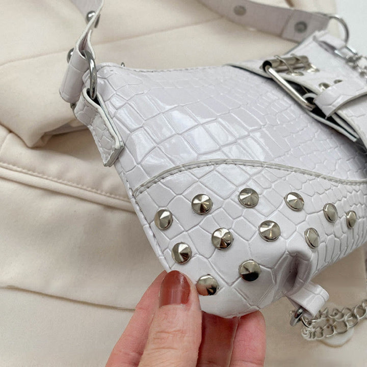 Umhängetasche für Damen, Krokodilmuster, Retro-Punk-Partytasche