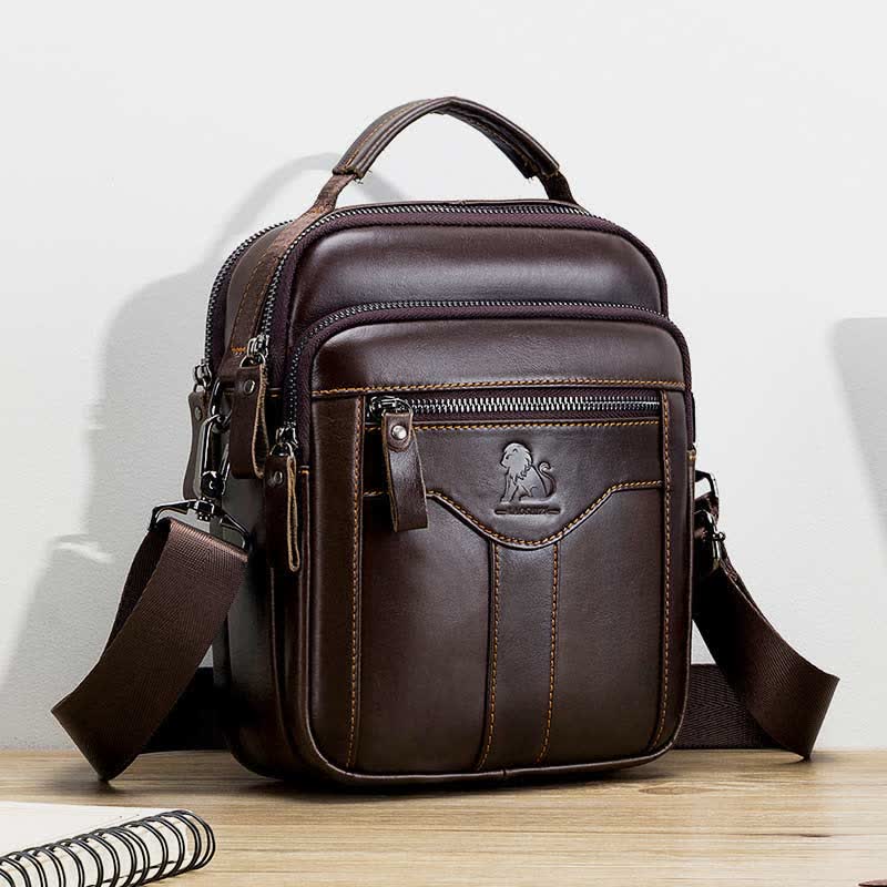 Kleine Umhängetasche aus echtem Leder mit mehreren Taschen, Schultertasche, Reisetragetasche