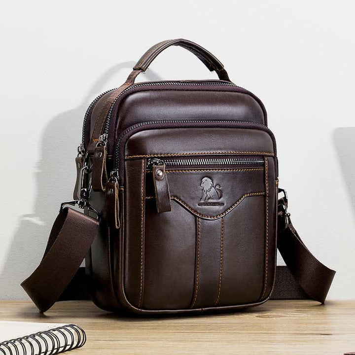 Kleine Umhängetasche aus echtem Leder mit mehreren Taschen, Schultertasche, Reisetragetasche