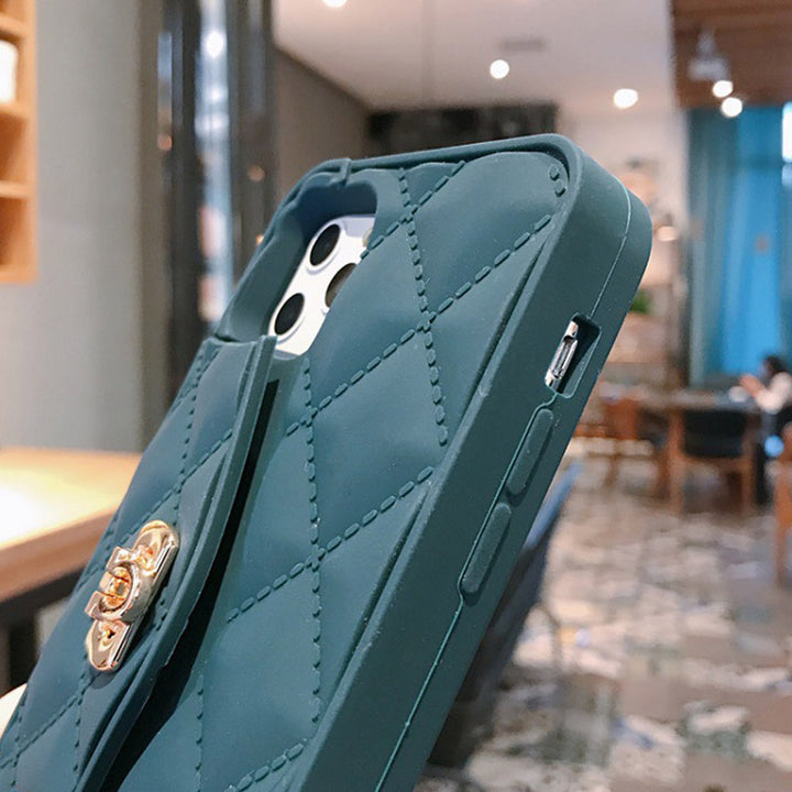 Handtaschenhülle mit Kartenhalter für iPhone, Silikon, stoßfeste Luxus-Telefontasche