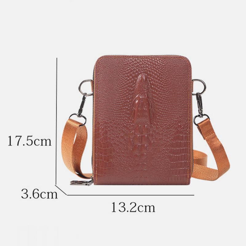 Handytasche mit abnehmbarem Riemen für Damen, Umhängetasche aus geprägtem Leder
