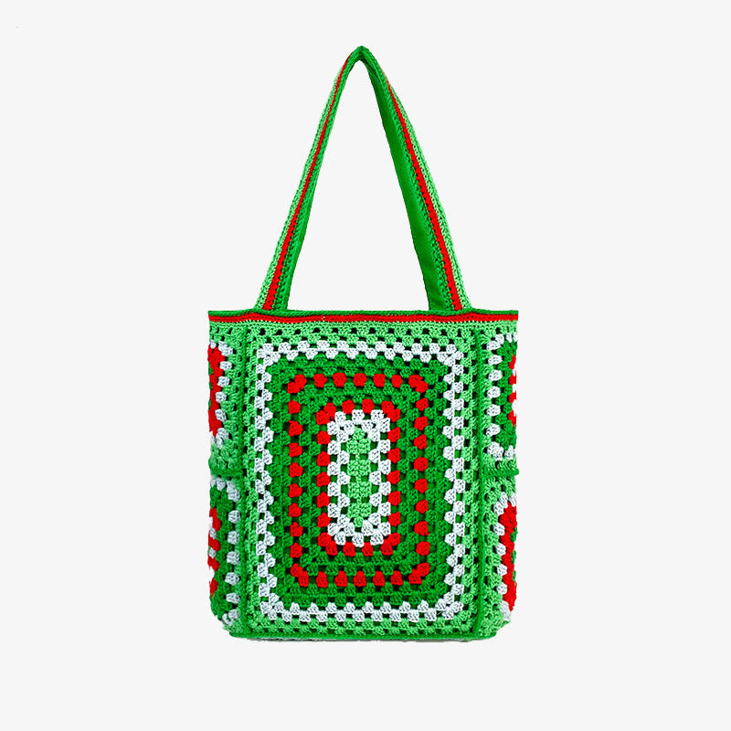 Vintage Tote für Frauen tragbare Pendlertasche handgestrickte Schultertasche