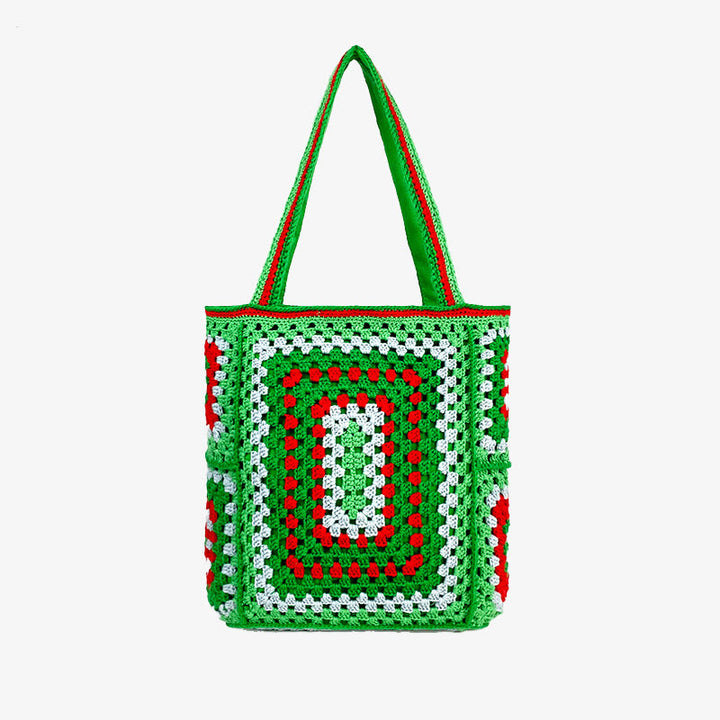 Vintage Tote für Frauen tragbare Pendlertasche handgestrickte Schultertasche