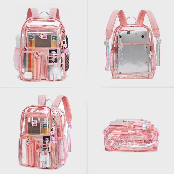 Transparenter Rucksack für Schüler, große Kapazität, Freizeit-Tagesrucksack aus PVC