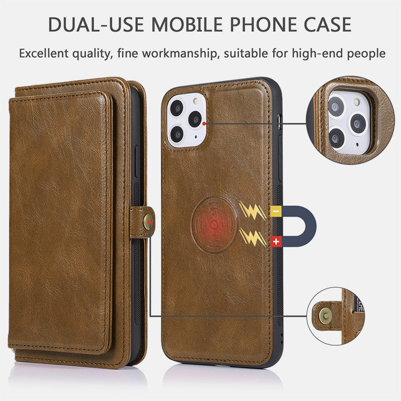Multifunktionale abnehmbare magnetische Leder-Telefonhülle für iPhone16/15/14/13