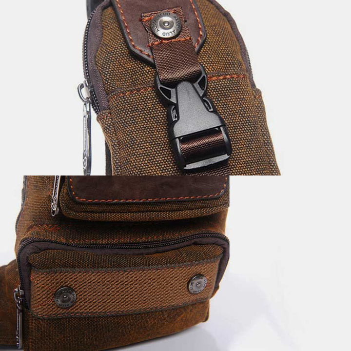 Sling Bag für Herren, schwarze Vintage-Business-Umhängetasche aus Canvas