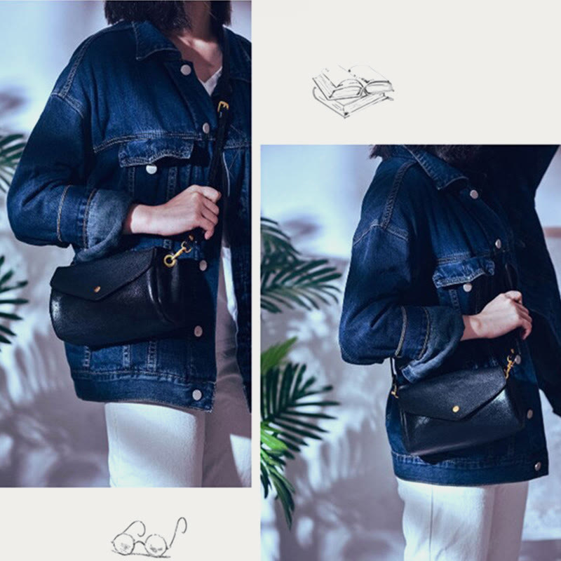 Umhängetasche für Damen, leichte Tasche aus weichem Leder mit mehreren Fächern
