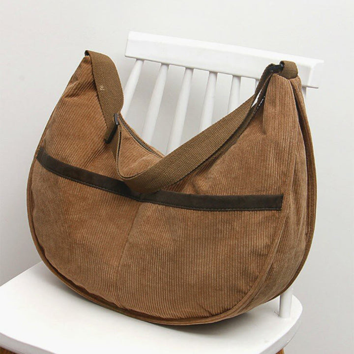 Umhängetasche für Damen, Retro-Coduroy-Patchwork, große Kapazität