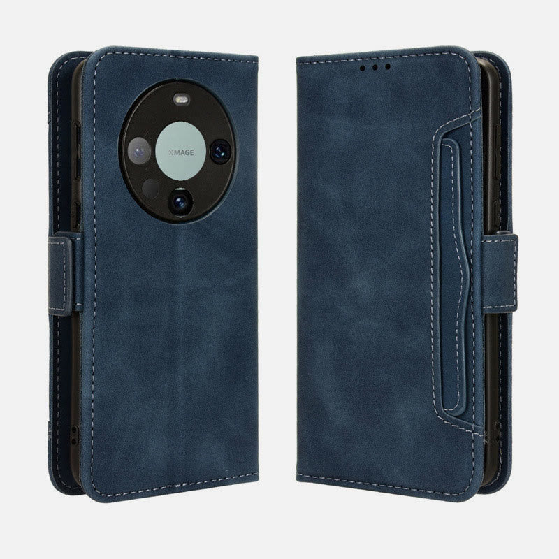 Huawei Mate 60 Clamshell-Telefonhülle aus Leder mit mehreren Kartenfächern