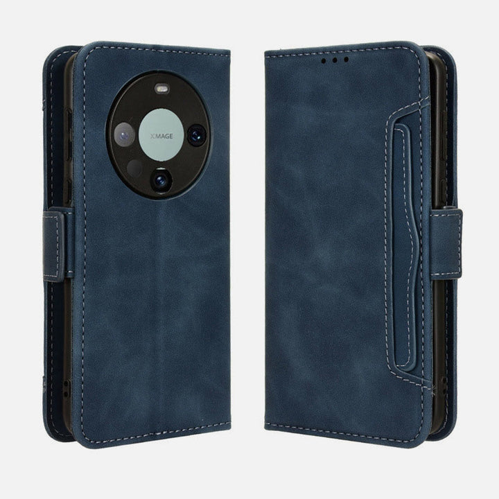 Huawei Mate 60 Clamshell-Telefonhülle aus Leder mit mehreren Kartenfächern
