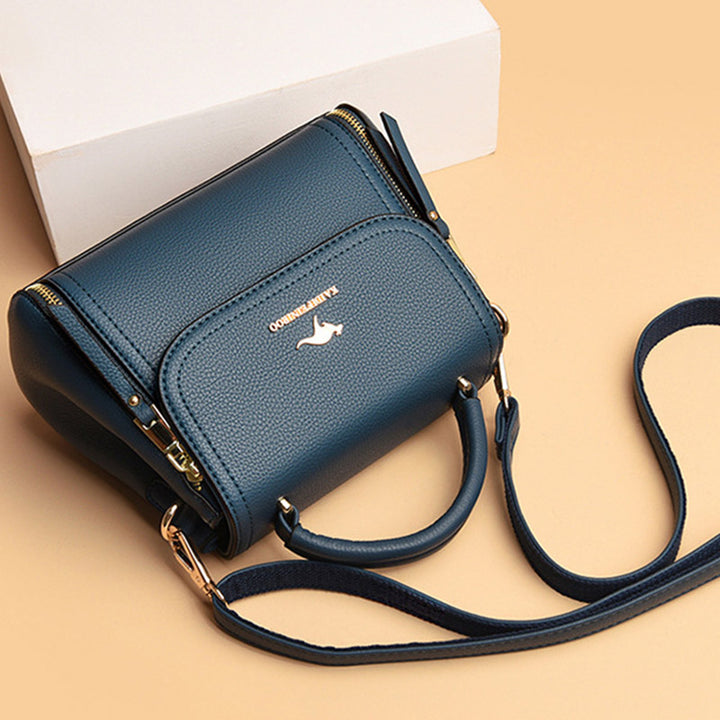 Doppelfach Top Griff Satchel Leder Umhängetasche Geldbörse Handtasche
