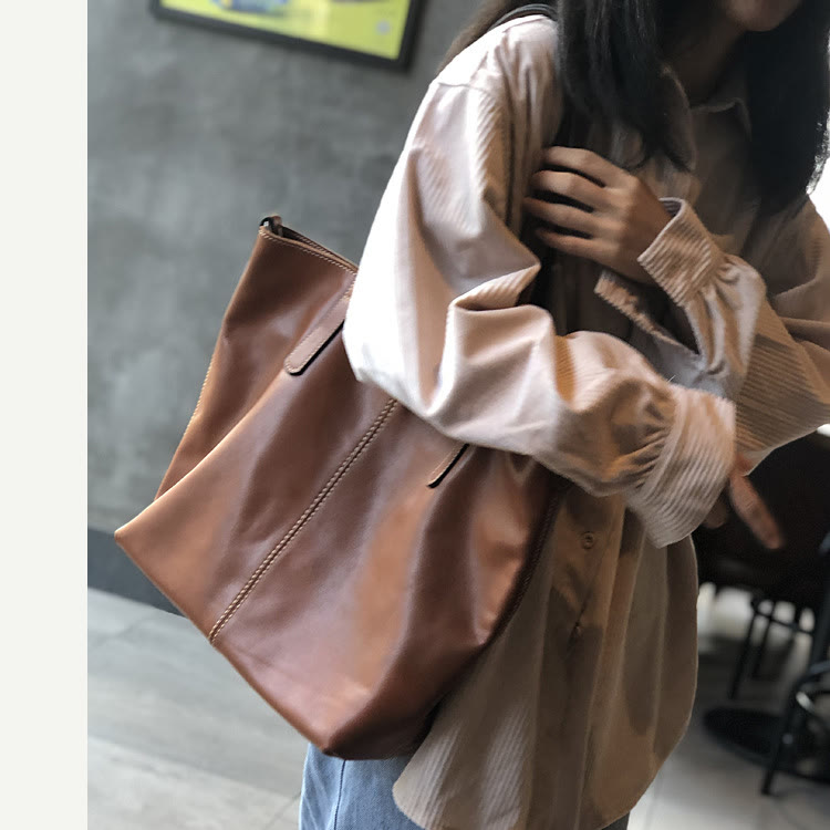 Tragetasche aus echtem Leder für Damen, lässige Schultertasche mit Umhängegurt