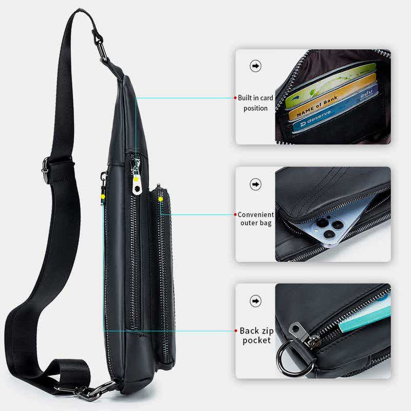 Kleine Schultertasche aus echtem Leder, Umhängetasche, Brusttasche