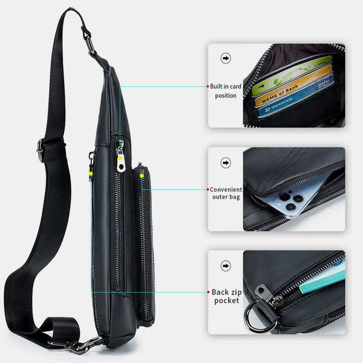 Kleine Schultertasche aus echtem Leder, Umhängetasche, Brusttasche