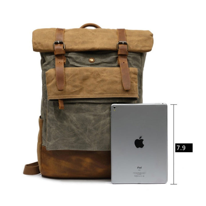 Canvas-Leder-Rucksack für College-Wochenendreisen, passend für 15,6-Zoll-Laptops