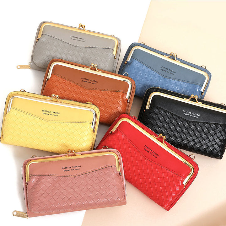 Kleine Umhängetasche Geldbörse Handytasche Damen Mini gewebtes Leder Schultertasche