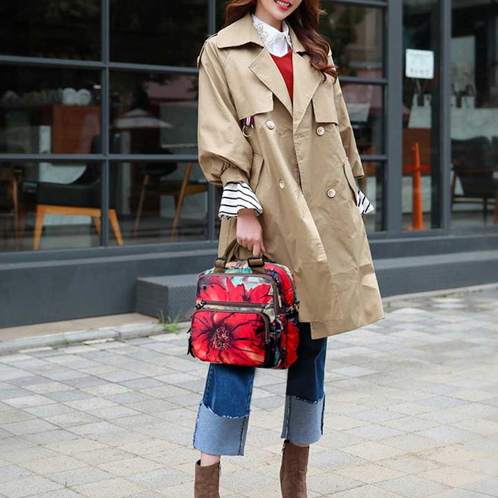 Multifunktionaler wasserdichter Rucksack mit Blumendruck, Wickeltasche mit Blumenmuster, Umhängetasche 