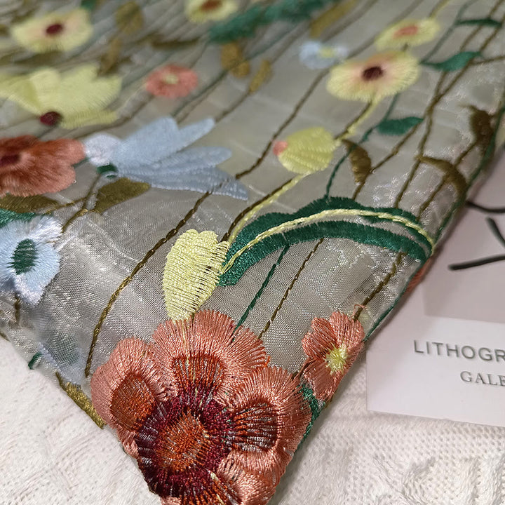 Handtasche für Damen, Netzstoff, handbestickte Blumen, tragbare Umhängetasche