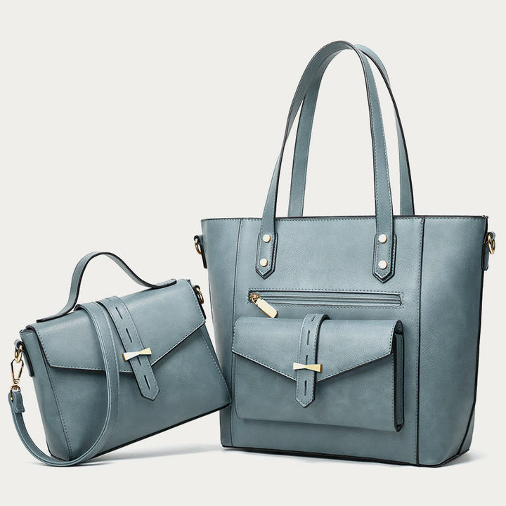 Taschenset für Damen, große Tragetasche, Umhängetasche aus Leder