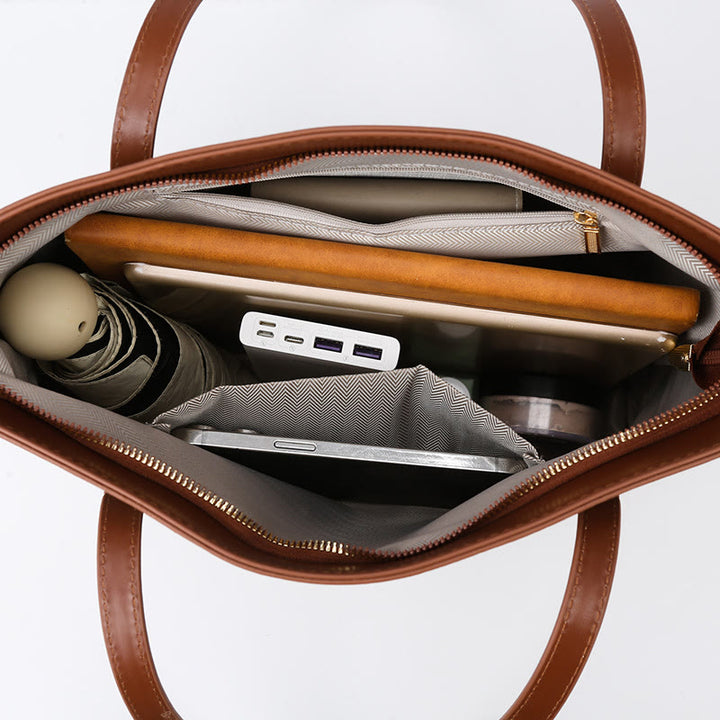 Große Tragetasche, robuste Schulterhandtasche aus PU-Leder