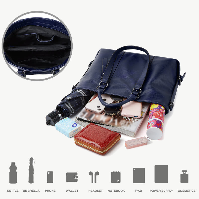 Große Reisetasche für Damen, minimalistische Handtasche aus schlichtem Leder