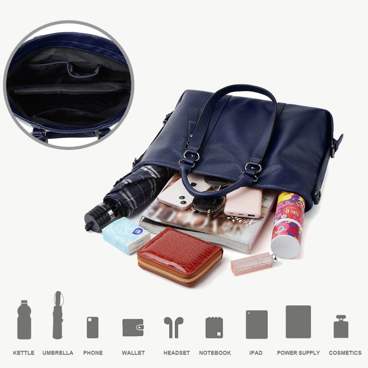 Große Reisetasche für Damen, minimalistische Handtasche aus schlichtem Leder
