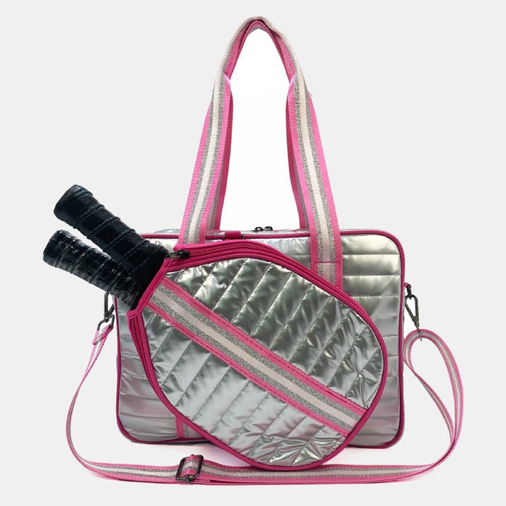 Pickleball-Schlägertasche für Sport, gestreifte Umhängetasche aus Daunenbaumwolle