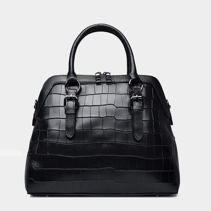 Elegante Handtasche Umhängetasche aus Leder mit Krokodilmuster in reiner Farbe