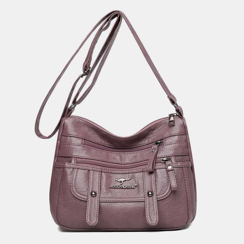 Umhängetasche für Damen, mehrere Taschen, weiches Leder, Reißverschlusstasche, Schultertasche