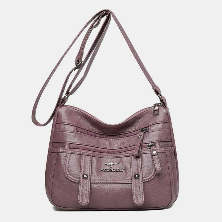 Umhängetasche für Damen, mehrere Taschen, weiches Leder, Reißverschlusstasche, Schultertasche