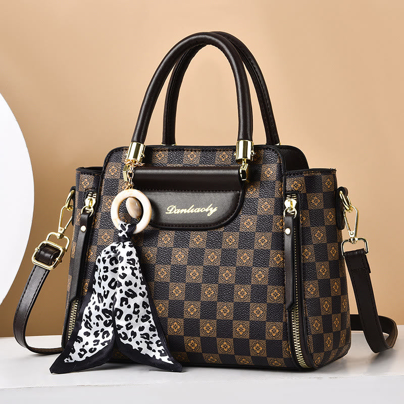 Britische Handtasche Damen Mini Seidenschal Dekor Elegante Umhängetasche