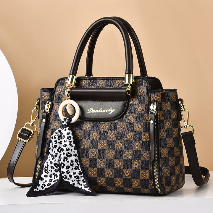 Britische Handtasche Damen Mini Seidenschal Dekor Elegante Umhängetasche