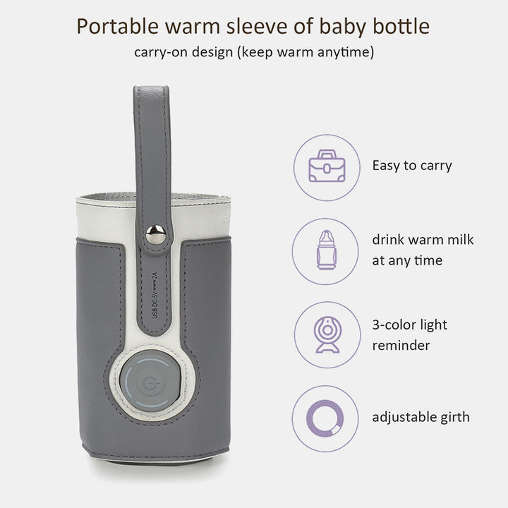Wasserflasche Tragetasche für Baby tragbares Leder verstellbares Heizbecher-Set