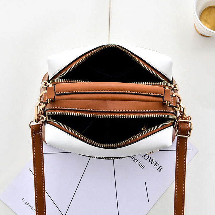 Top-Griff-Tasche für Damen, bestickte tragbare Umhängetasche aus Leder