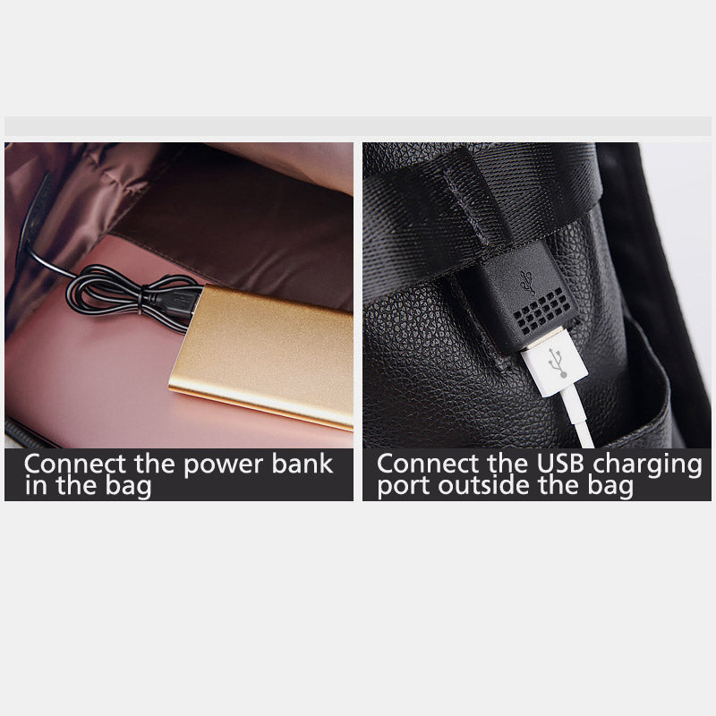 Multifunktionaler Diebstahlschutz-Lederrucksack mit großer Kapazität und USB-Ladeanschluss