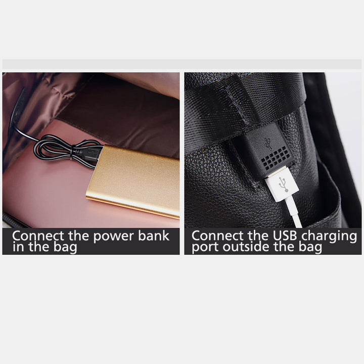 Multifunktionaler Diebstahlschutz-Lederrucksack mit großer Kapazität und USB-Ladeanschluss